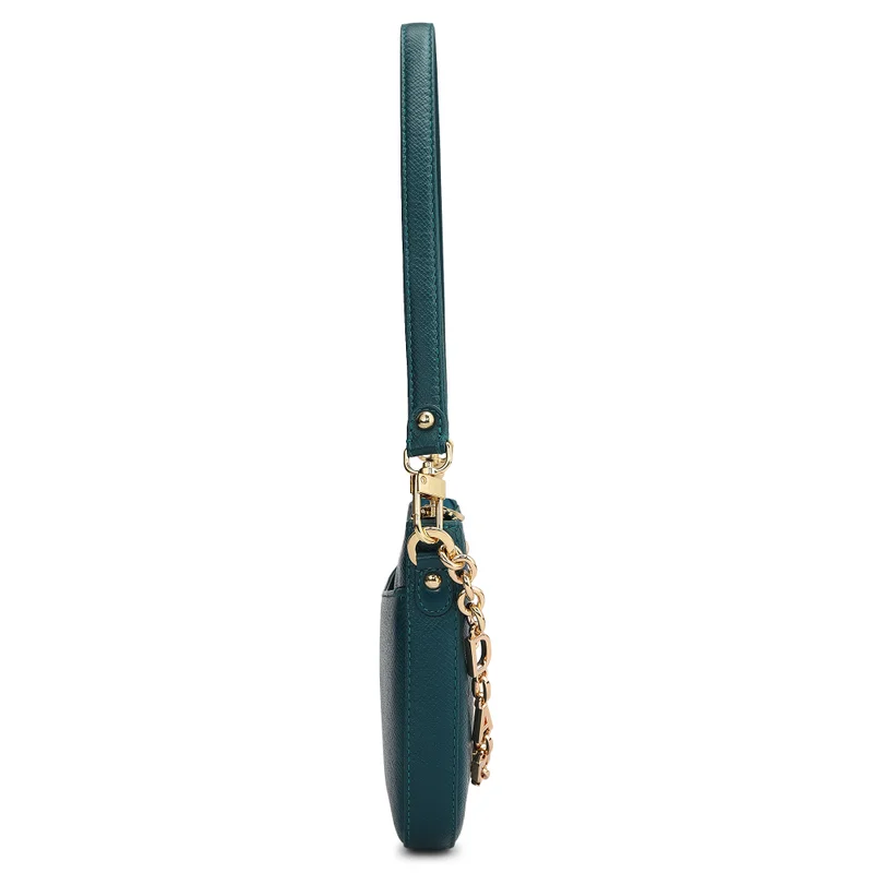 Da Milano Teal Small Franzy Leather Baguette - Teal for Women | Best Price UAE